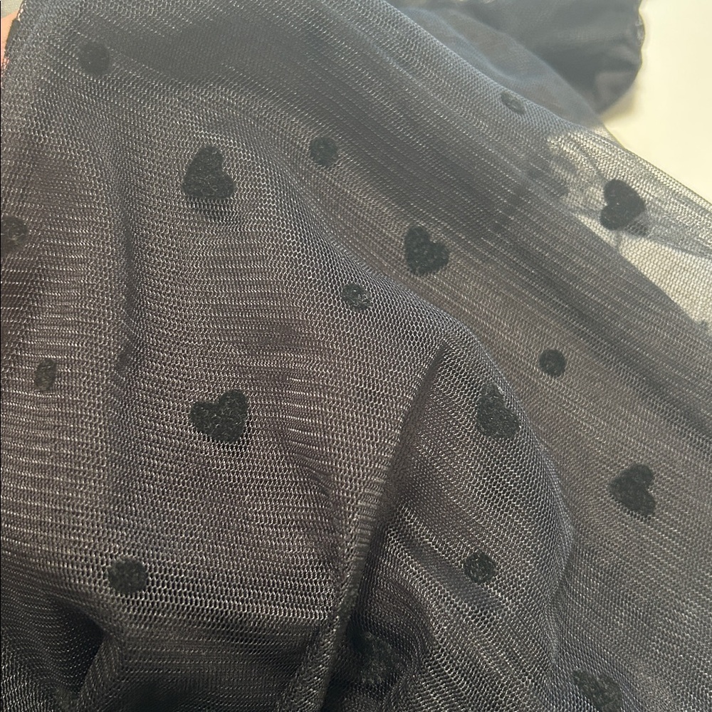 Anthropologie Black Sheer Halter Neck Bodysuit With Hearts Size LP - Picture 7 of 12